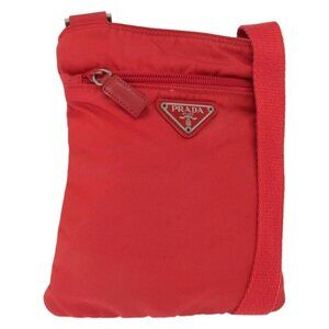 Authentic PRADA Shoulder Bag Nylon Red